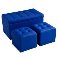 Bankstel (1 kruk + 2 vierkante krukjes), blauw