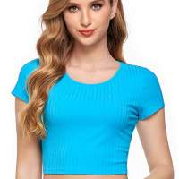 Sylanfia Women's Crop Top, Women's Short Sleeve T-Shirt Tie Dye Top, Women's Long Sleeve Crop Top T-Shirt with side drawstring
