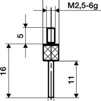 Measuring insert D.1.5mm L.11mm pin steel thread M2.5 for dial gauges