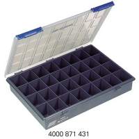 Assortment box W.338xD.261xH.57mm 32 compartments dark blue/transp. a.pp