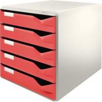 Leitz drawer box 52800025 DIN A4 5 drawers light grey/red