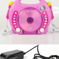 Karaoke CD player MP3 2 microphones pink + power supply