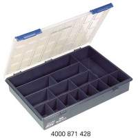 Assortment box W.338xD.261xH.57mm 15 compartments dark blue/transp. a.pp