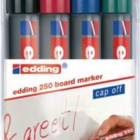 Boardmarker EDDING 250 Etui m.4Farben sw./rot/blau/grün Rundsp.Strich-B.1,5-3mm