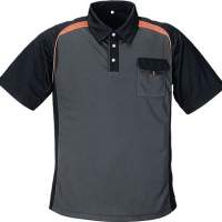 Poloshirt Gr.XL dunkelgrau/schwarz/orange 50%PES/50%CoolDry mit Brusttasche