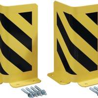 Protective corner H400xL175/175mm, L-shape sheet steel black/yellow, pack of 2