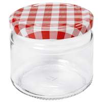 DOSEN-ZENTRALE Round-rimmed glass 330ml red/white checkered 6-pack