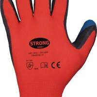 STRONGHAND Handschuh TIP GRIP EN388 EN420, Gr.9, rot/schwarz/blau, 12 Paar