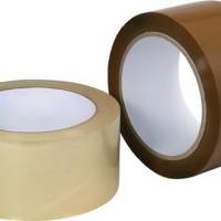 Packaging tape length 66m width 50mm brown PP film acrylate adhesive, 6 pieces.