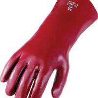 Glove PVC size 10 reddish brown 350mm long 5 fingers, 12 pairs