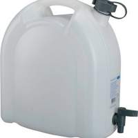 Water canister 15L white stackable PEwith drain cock