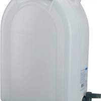 Water canister 20L white stackable PE with drain cock
