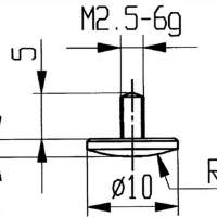 Messeinsatz D.10mm gewölbt Radius 15 Stahl Gewinde M2,5 f.Messuhren