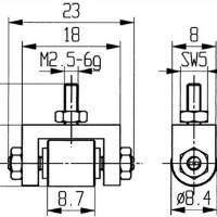 Measuring insert D.8.4mm roll steel thread M2.5 for dial gauges