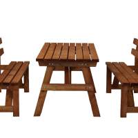 DeholzwART Sitzbänke mit Tisch L 130cm Gartenbank